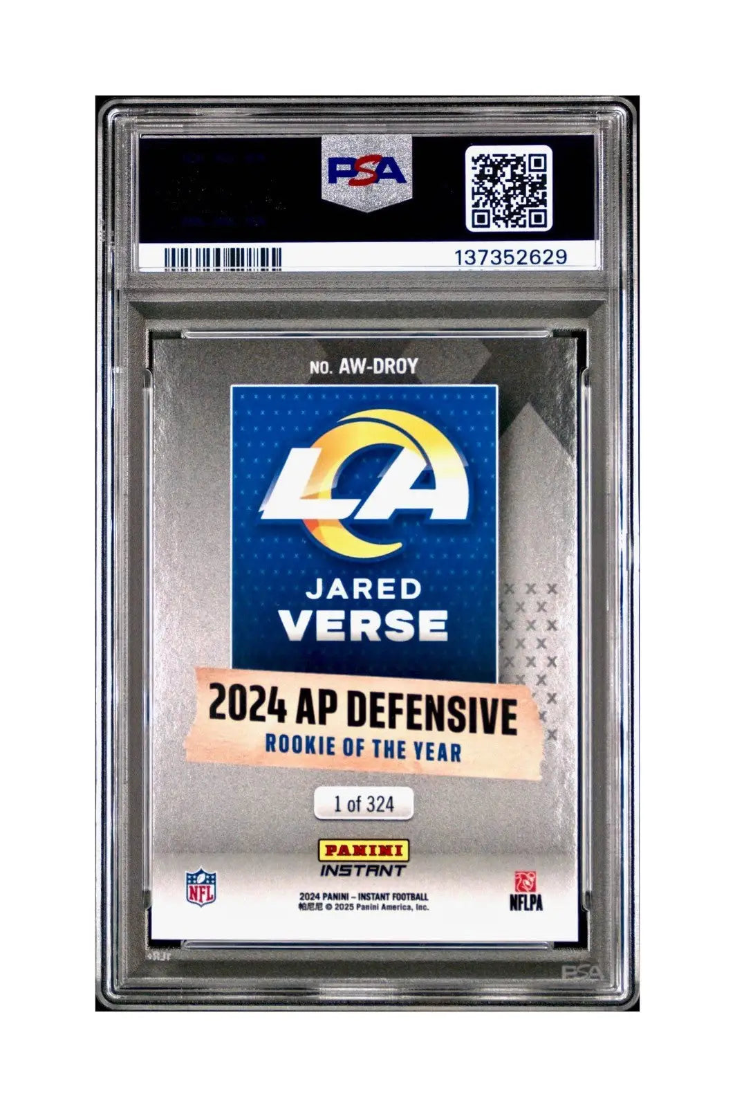 Jared Verse 2024 Panini NFL AP Defensive Rookie of the Year Rams PSA 10 Gem Mint
