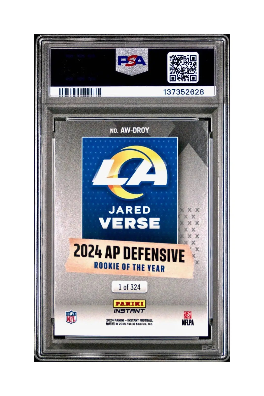 Jared Verse 2024 Panini NFL AP Defensive Rookie of the Year Rams PSA 10 Gem Mint