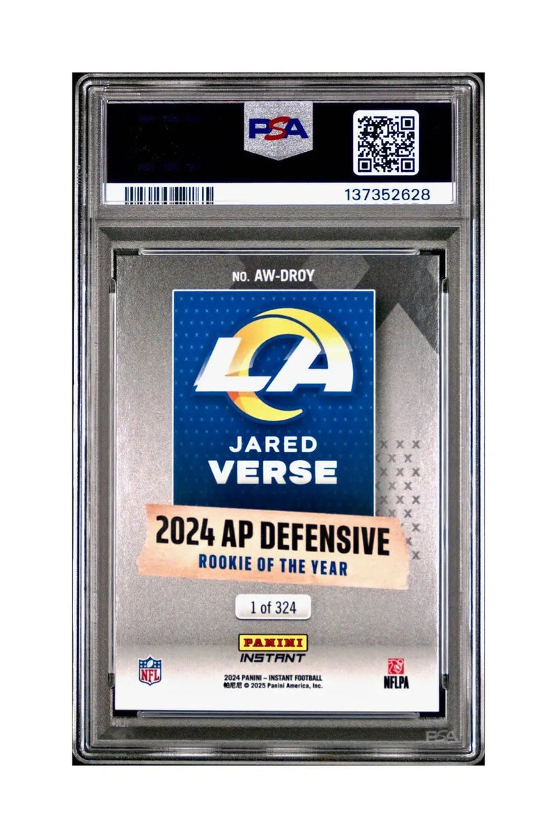 Jared Verse 2024 Panini NFL AP Defensive Rookie of the Year Rams PSA 10 Gem Mint