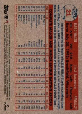 Jared Walsh 2021 Topps Archives #21 Los Angeles Angels - Baseball Card Single
