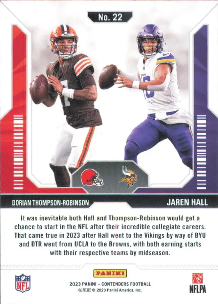 Jaren Hall Dorian Thompson Robinson Rookie 2023 Panini Contenders Round Numbers - Football Card Single