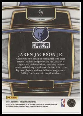 Jaren Jackson Jr. 2021-22 Panini Select Orange Flash #57 Memphis Grizzlies - Basketball Card Single