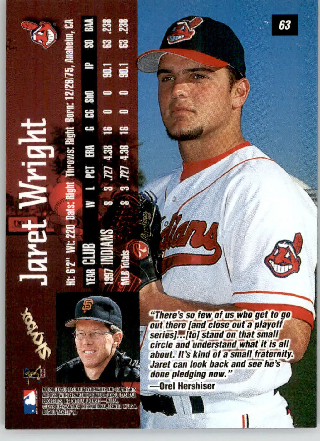 Jaret Wright - 1998 SkyBox Dugout Axcess - #63 - Baseball - Baseball Card Single
