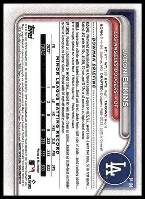 Jaron Elkins 2024 Bowman Prospects #BP-106 Los Angeles Dodgers - Baseball Card Single