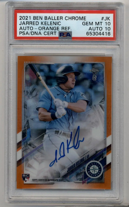 Jarred Kelenic 2021 Ben Baller Chrome Orange Auto card with autograph and refractor finish