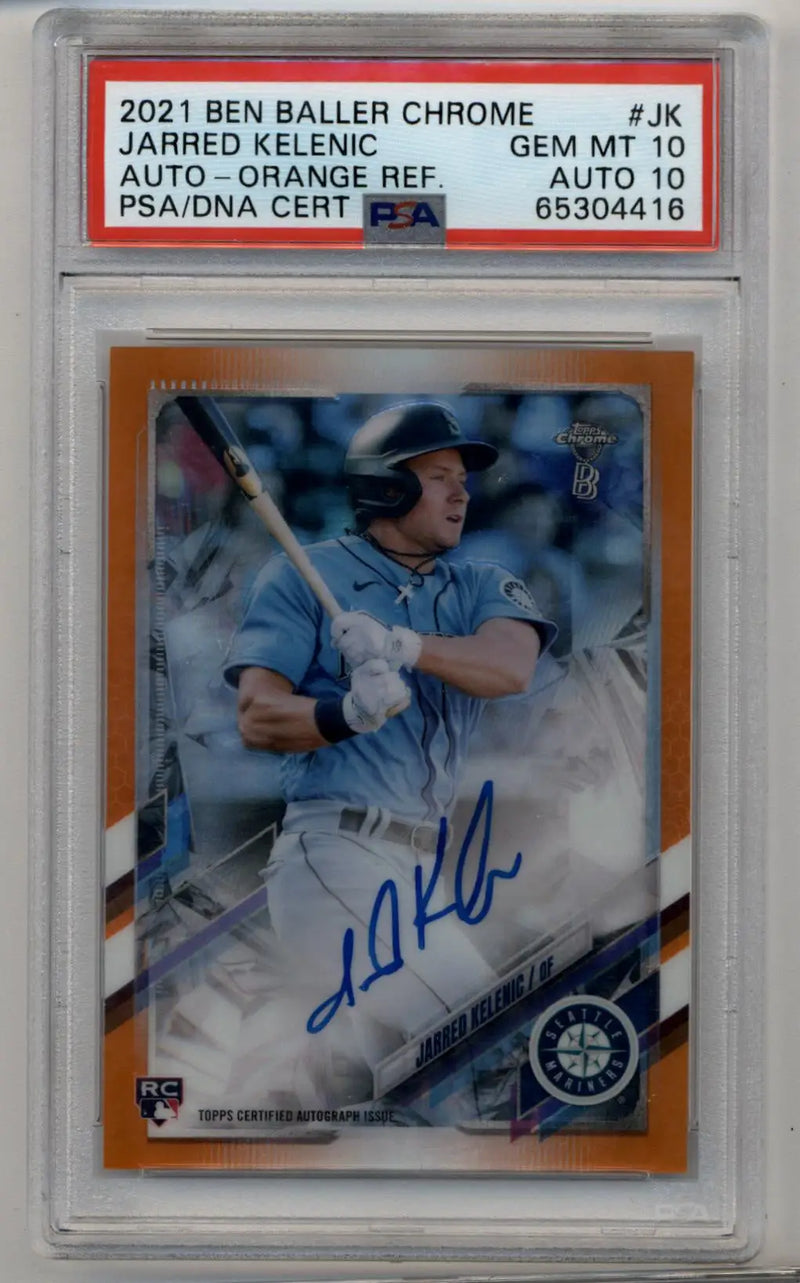 Jarred Kelenic 2021 Ben Baller Chrome Orange Auto card with autograph and refractor finish