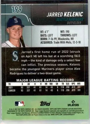 Jarred Kelenic - 2022 Stadium Club Chrome - #199 - Baseball - Baseball Card Single