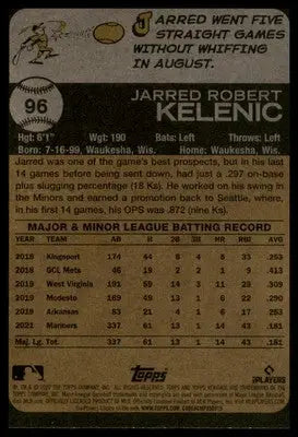 Jarred Kelenic 2022 Topps Heritage #96 Seattle Mariners - Baseball Card Single