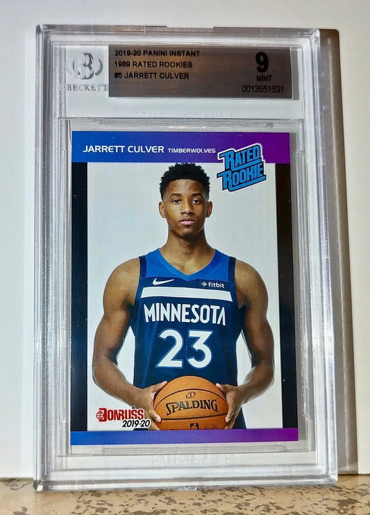 Jarrett Culver 2019-20 Panini NBA #5 Draft Rookie 1/3431 BGS 9 Mint Timberwolves - Basketball Card Single