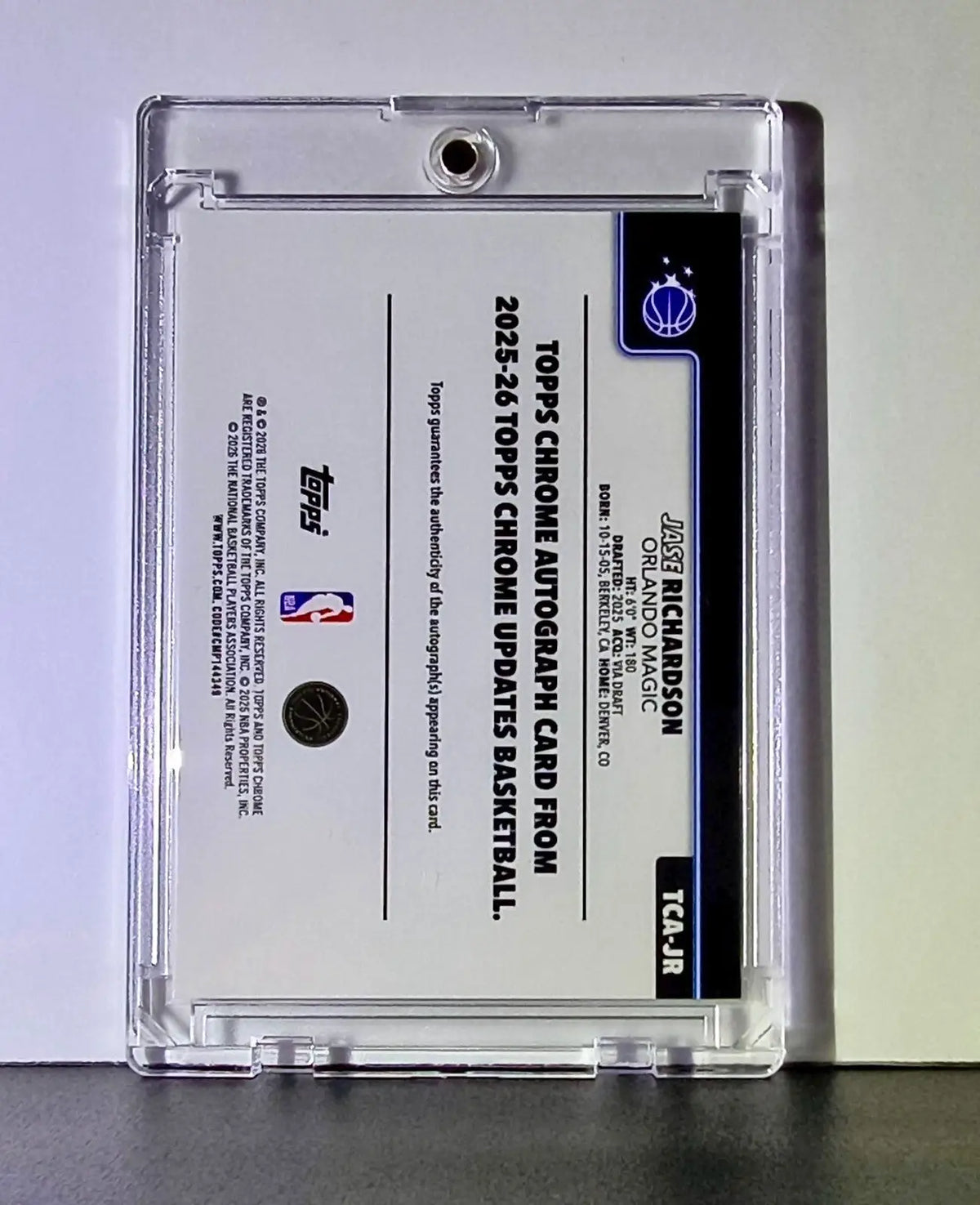 Jase Richardson Rookie 2025 Topps Chrome Update #TCA-JR Autograph Card Magic - Basketball Card Single