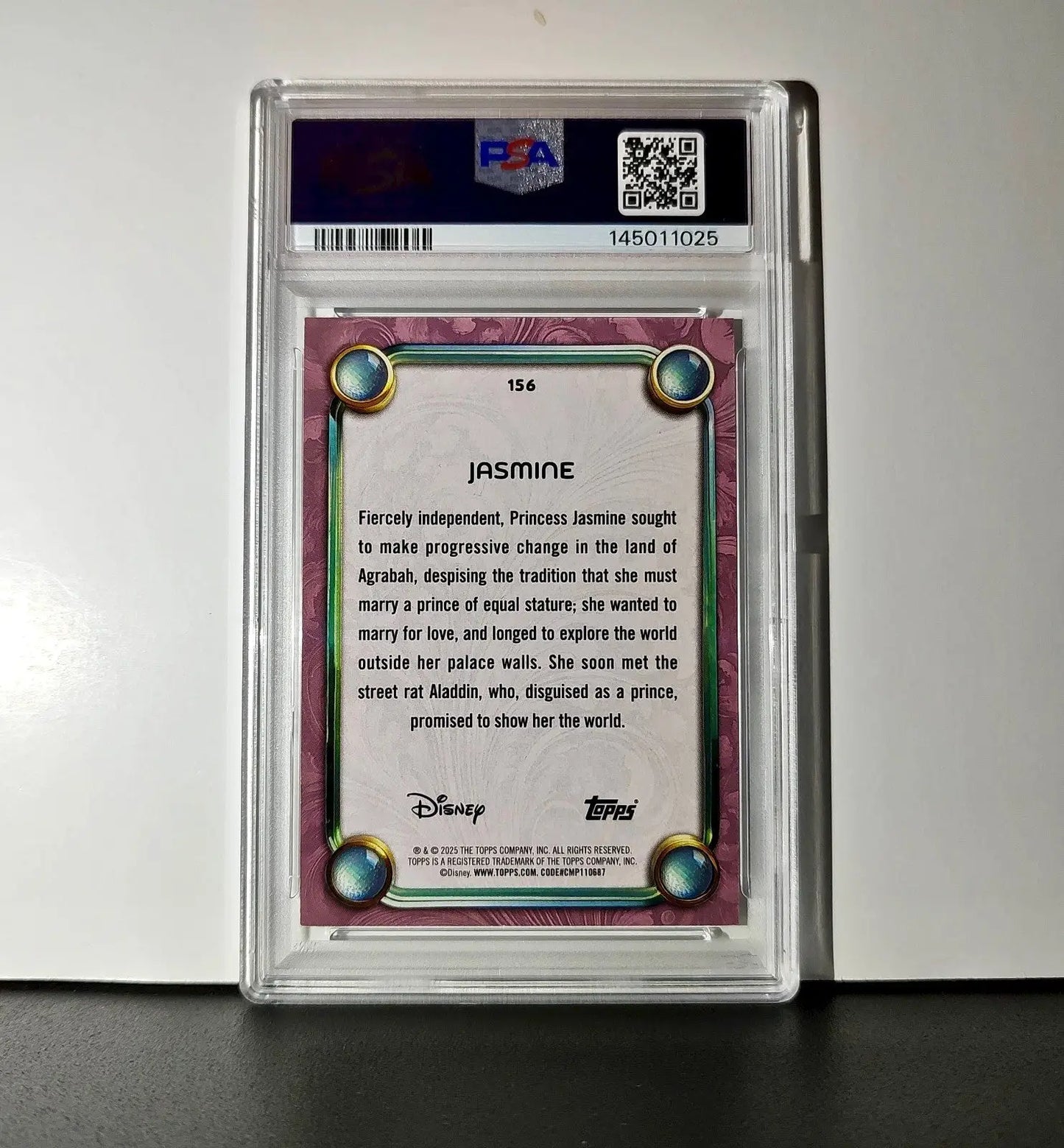 Jasmine 2025 Topps Disney Cartoon Princess #156 Card Aladdin PSA 9 - Non-Sports Card Single