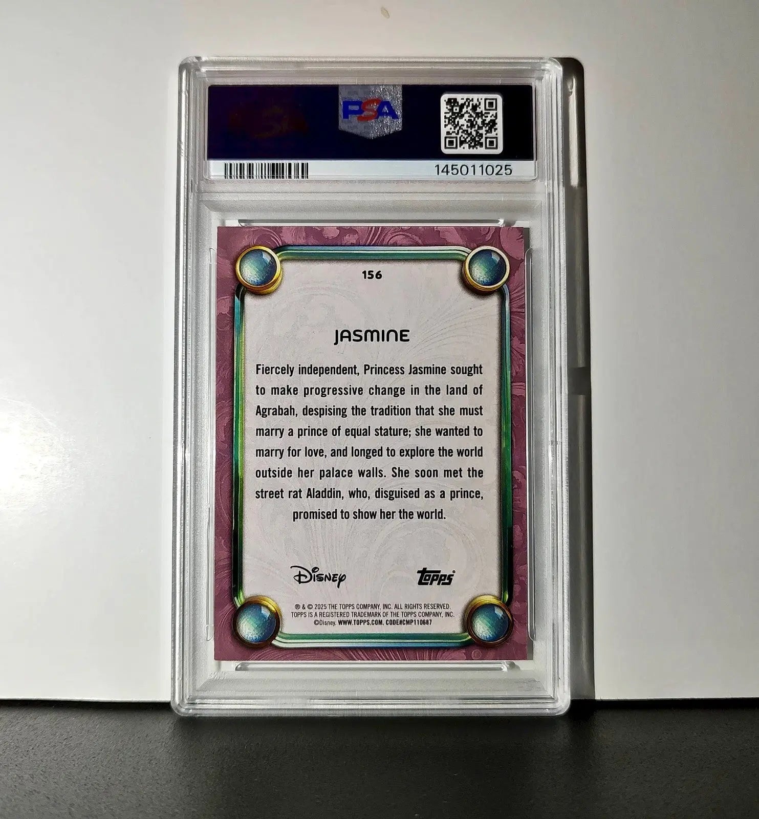 Jasmine 2025 Topps Disney Cartoon Princess #156 Card Aladdin PSA 9 - Non-Sports Card Single