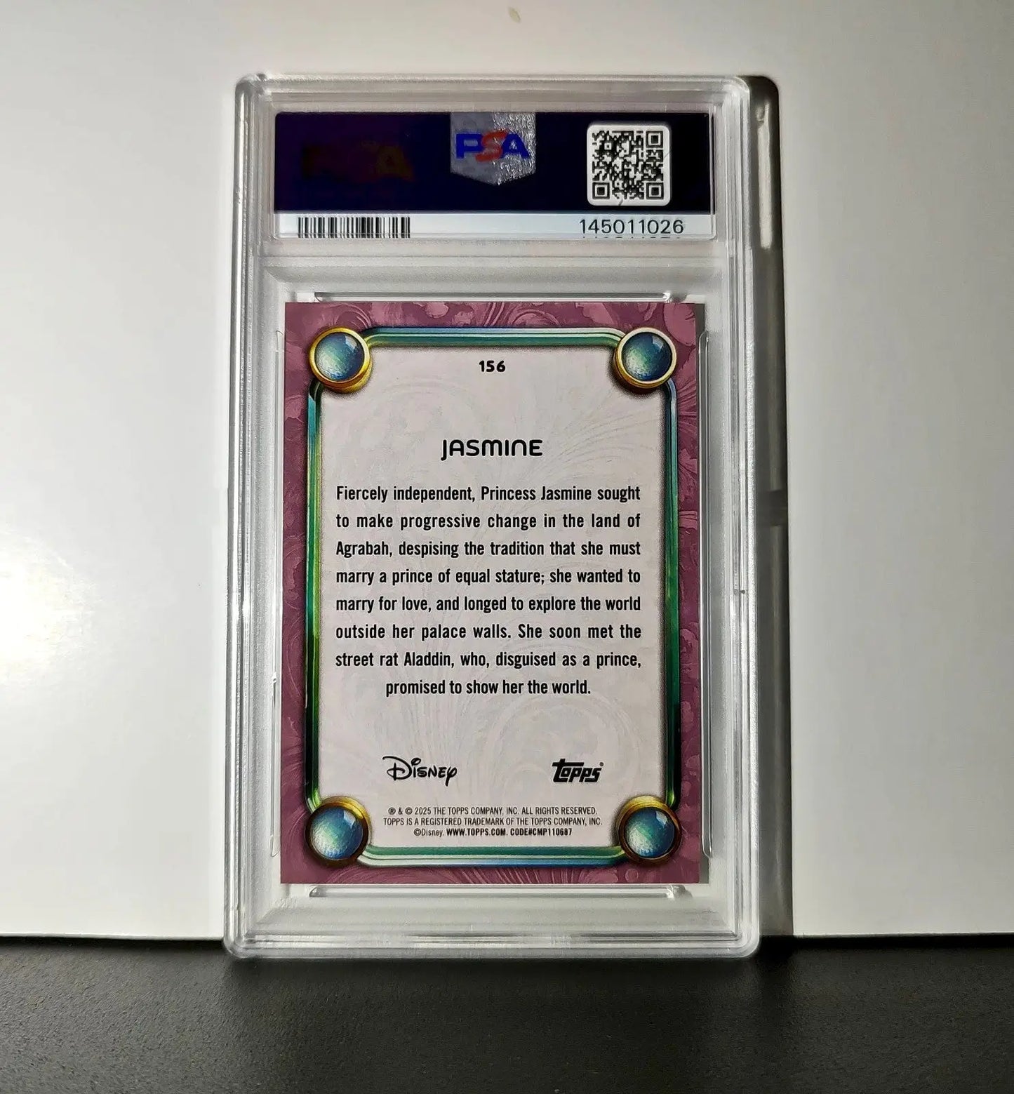 Jasmine 2025 Topps Disney Cartoon Princess #156 Card Aladdin PSA 9 Mint - Non-Sports Card Single