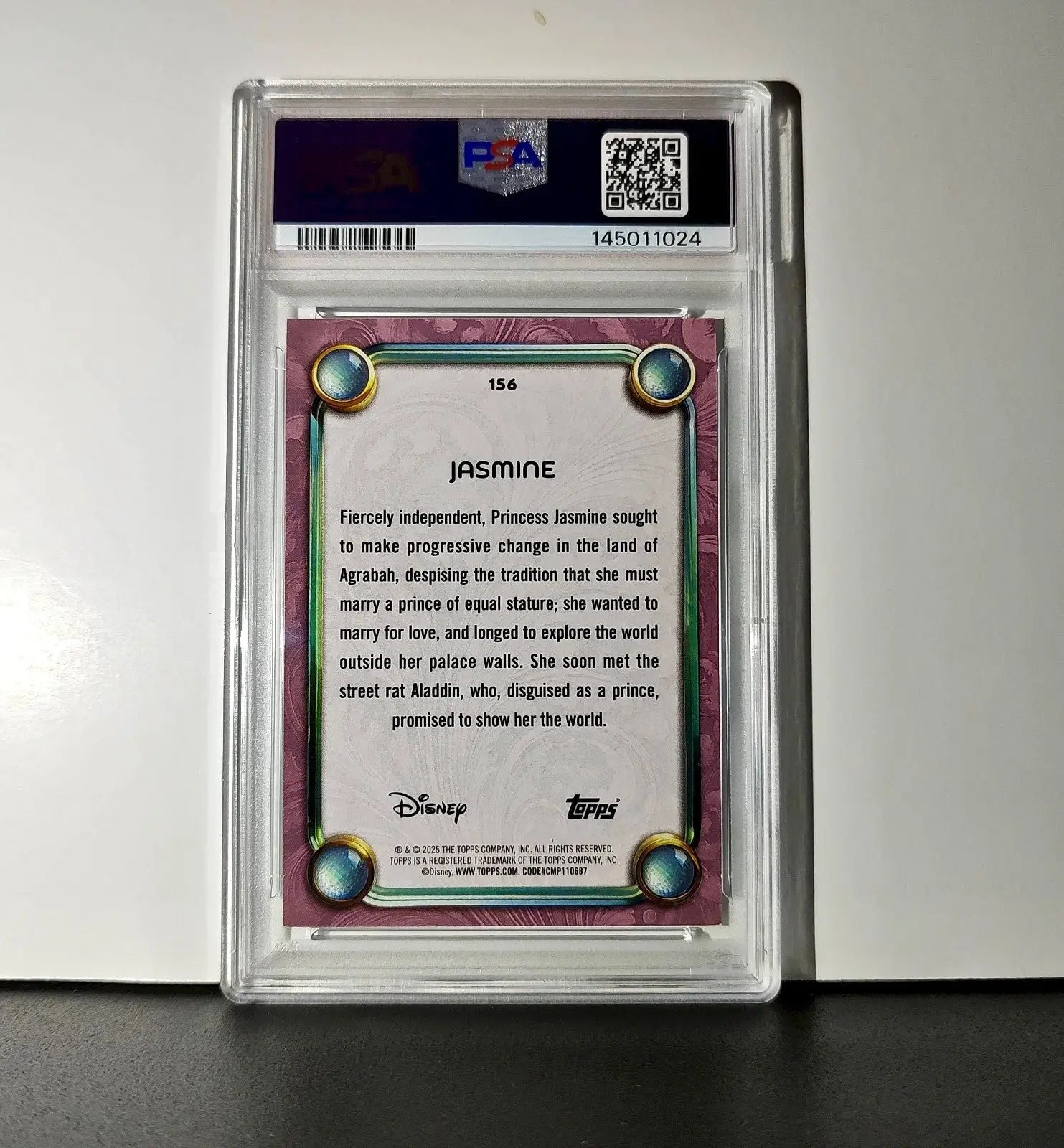 Jasmine 2025 Topps Disney Cartoon Princess #156 Card Aladdin PSA 9 MT - Non-Sports Card Single