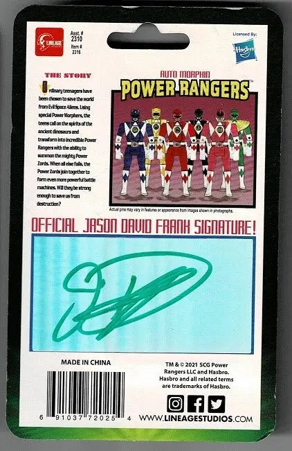 Jason David Frank GREEN Rare Auto MMPR Tommy MMPR FCBD Pin New Power Rangers - Entertainment Memorabilia