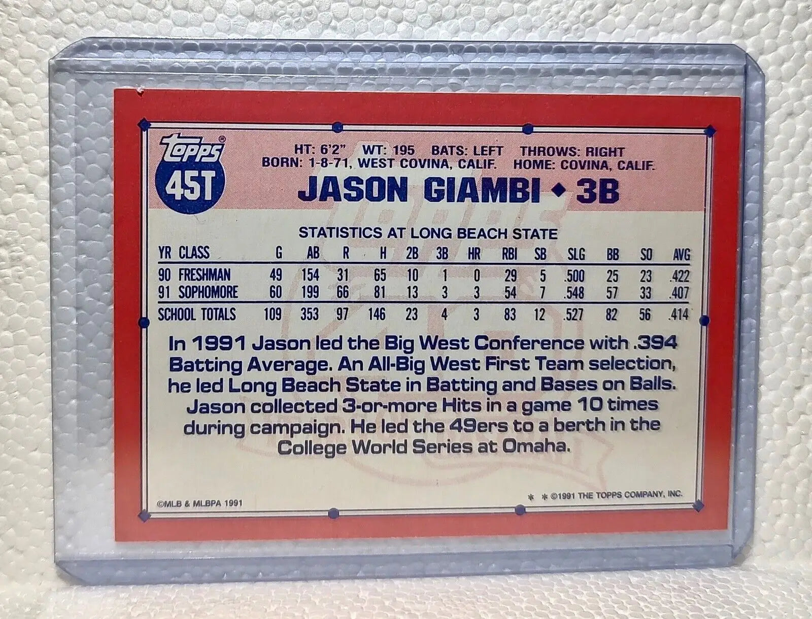 Jason Giambi 1991 Topps MLB #45T 40 Years of Baseball Card Team USA - Baseball Card Single