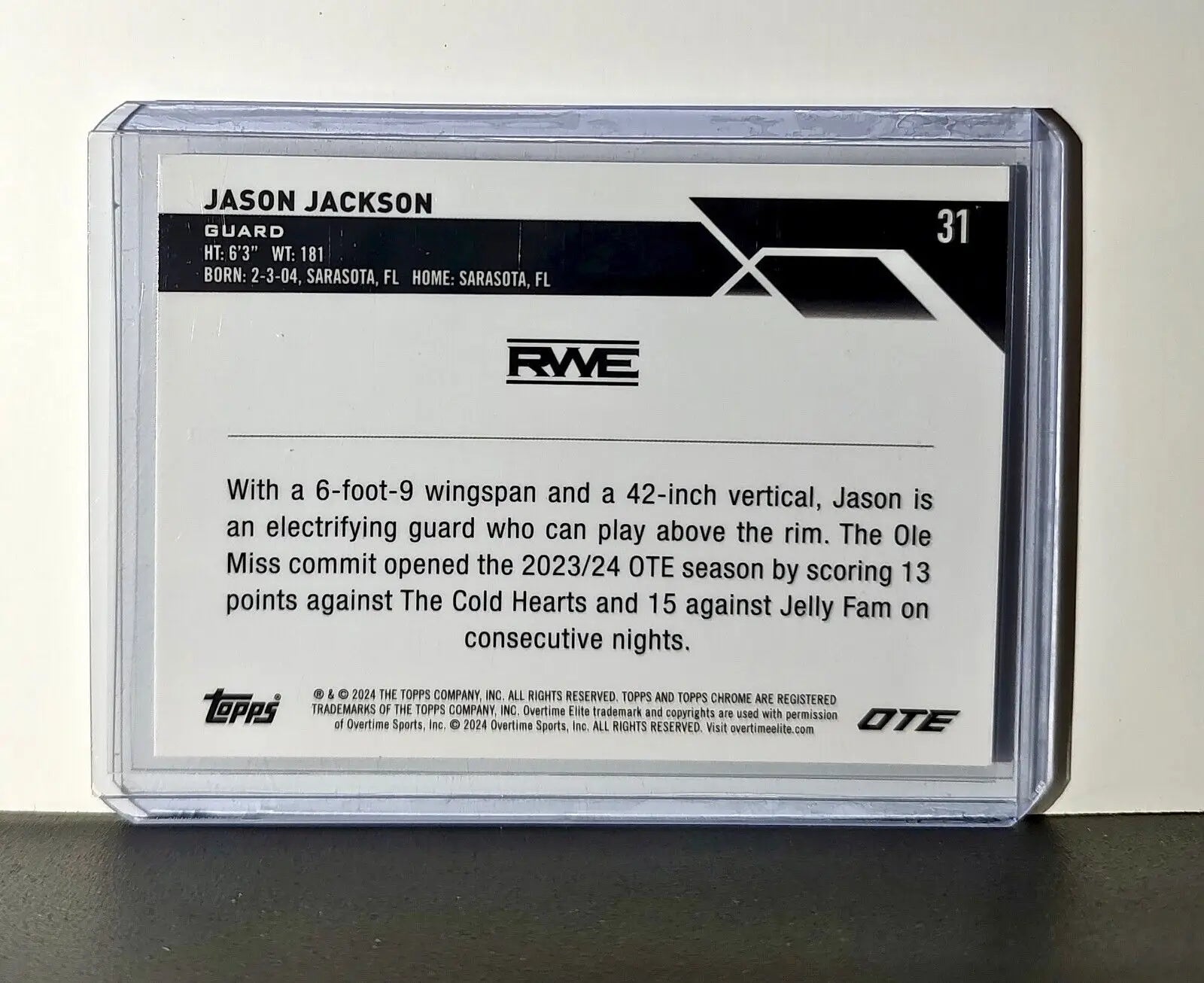 Jason Jackson Rookie Card 2023-24 Topps Chrome Overtime #31 RWE