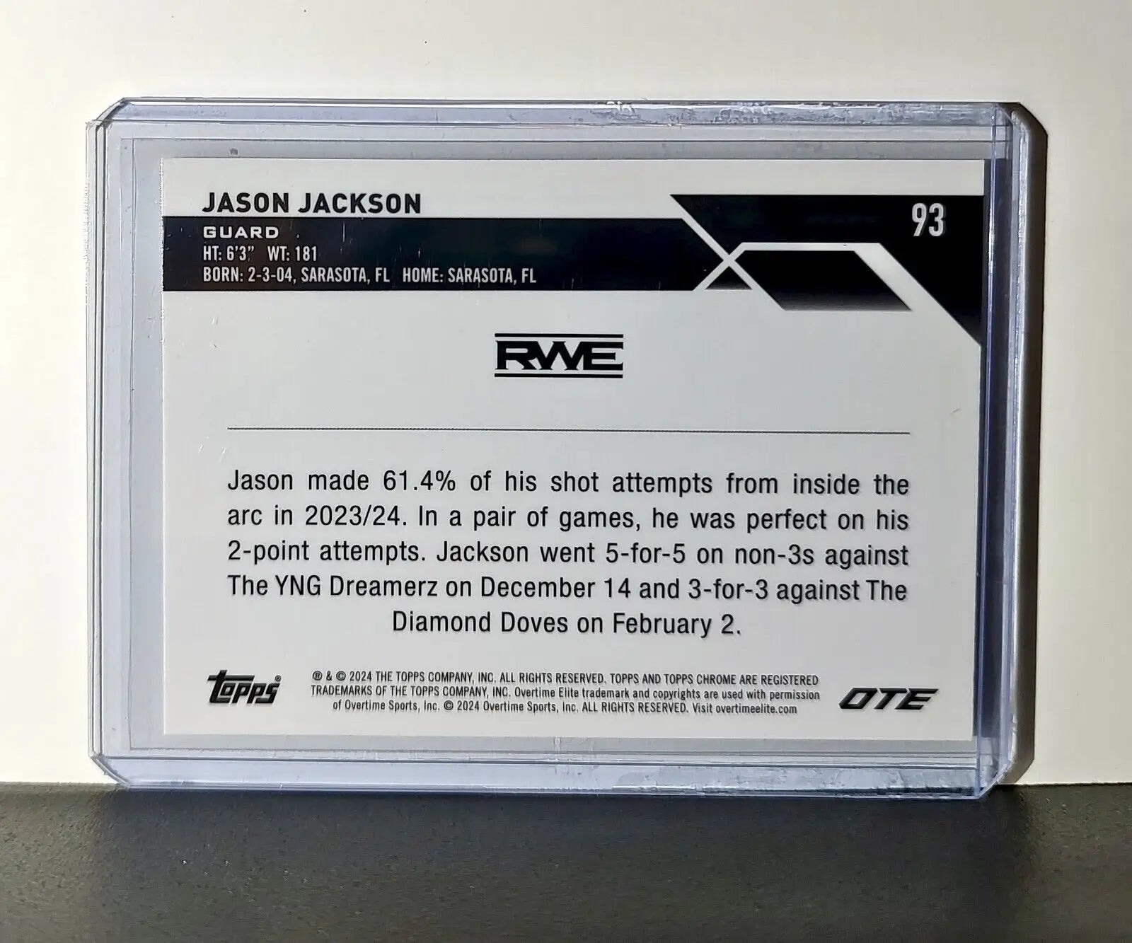 Jason Jackson Rookie Card 2023-24 Topps Chrome Overtime #93 RWE