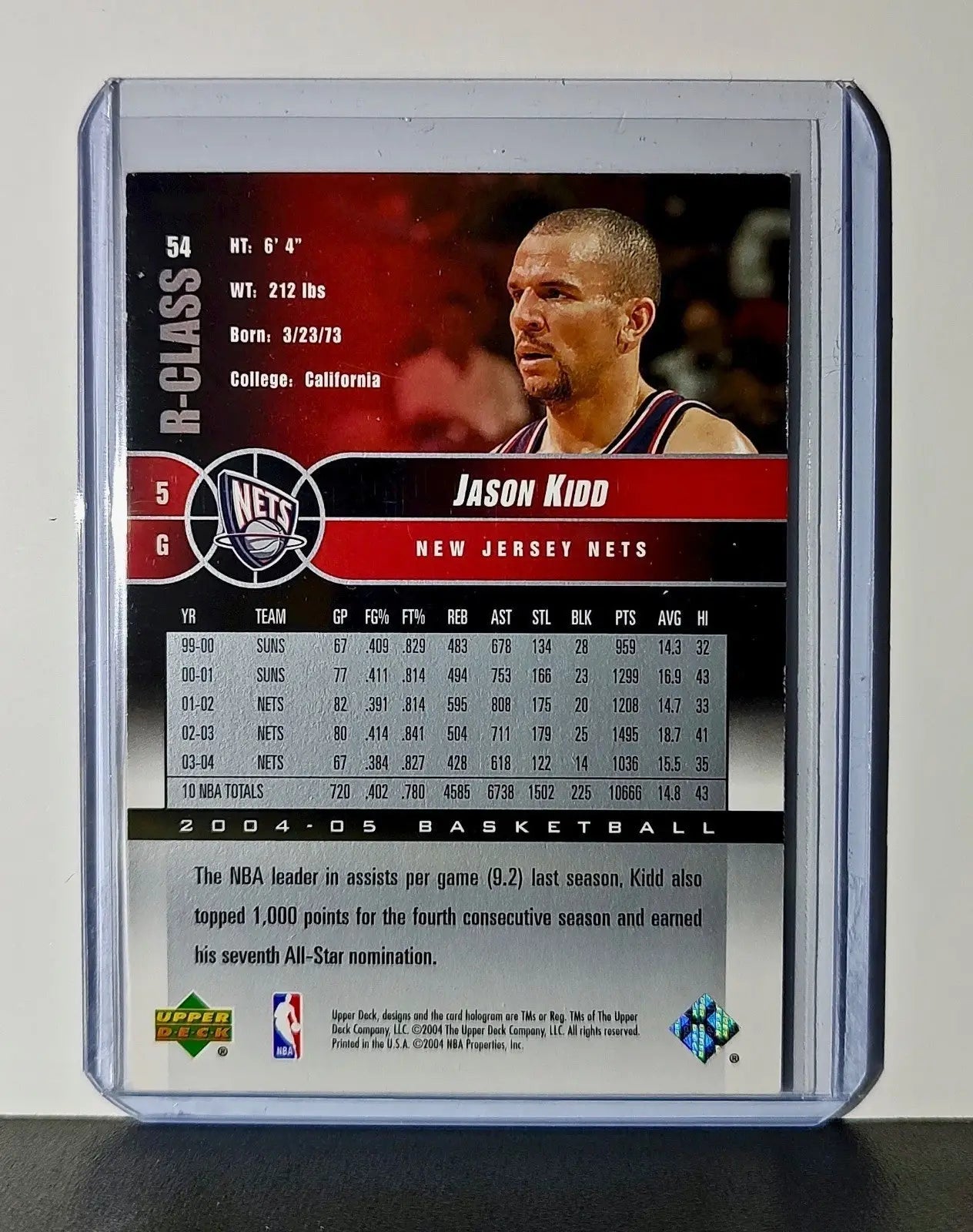 Jason Kidd 2004-05 Upper Deck NBA #54 Card New Jersey Nets - Basketball Card Single