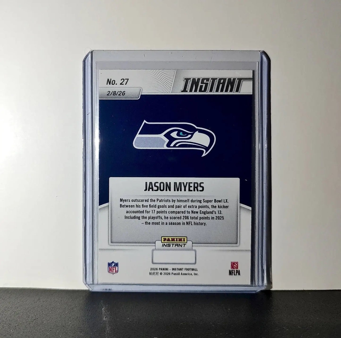 Jason Myers 2026 Panini NFL Super Bowl LIX Champions #27 Card Seattle Seahawks - Football Card Single