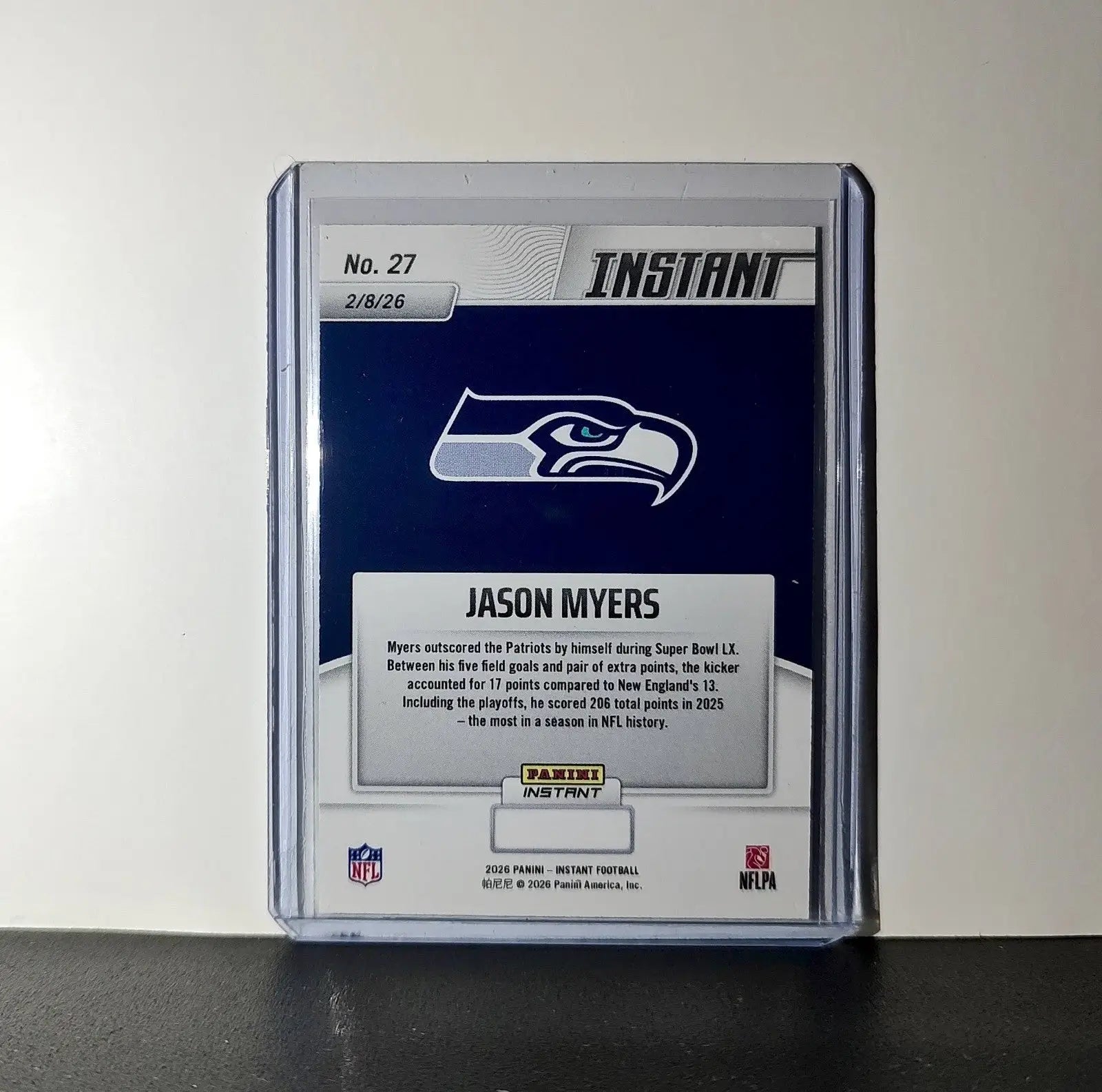 Jason Myers 2026 Panini NFL Super Bowl LIX Champions #27 Card Seattle Seahawks - Football Card Single