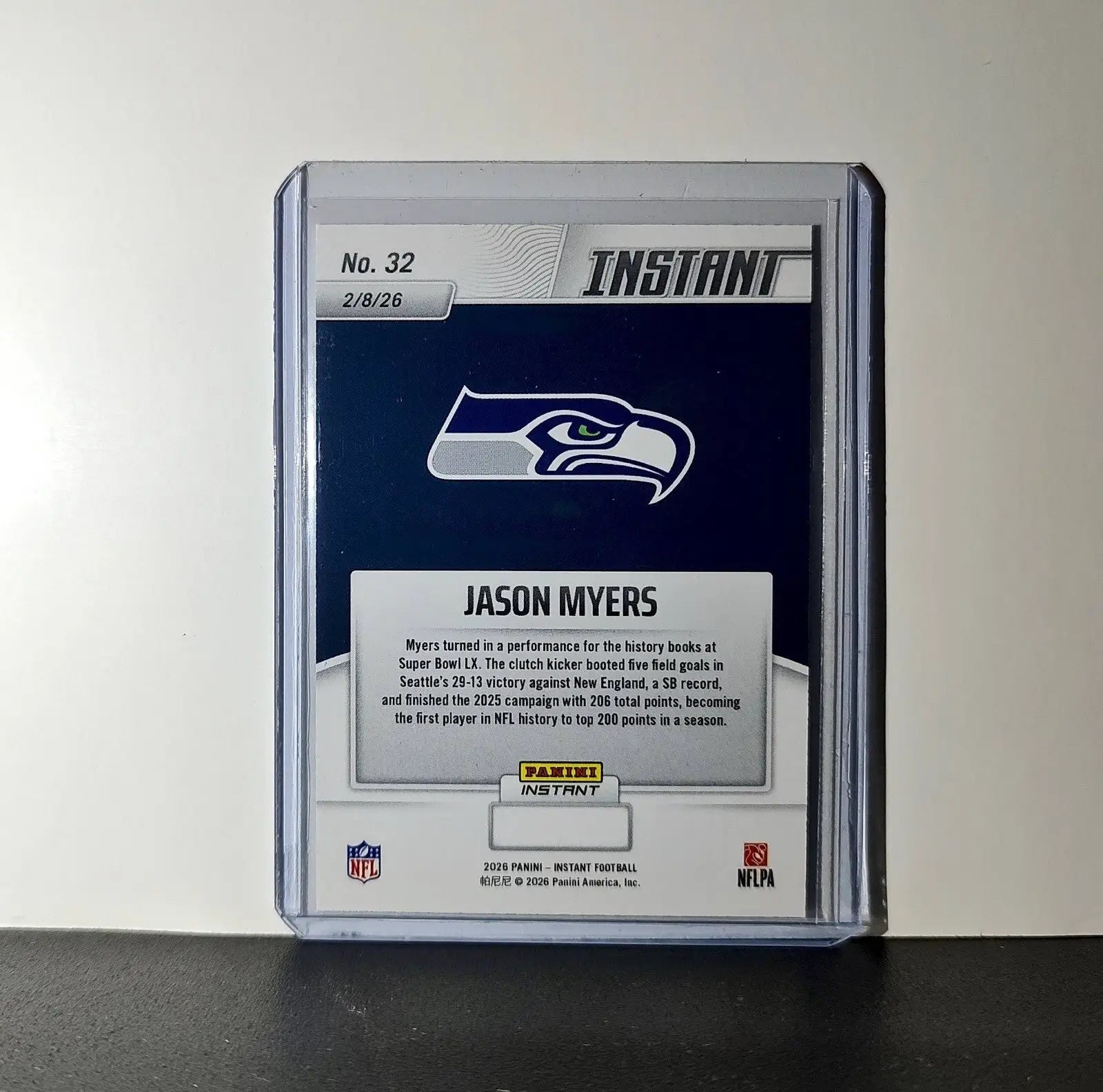 Jason Myers 2026 Panini NFL Super Bowl LIX Champions #32 Card Seattle Seahawks - Football Card Single