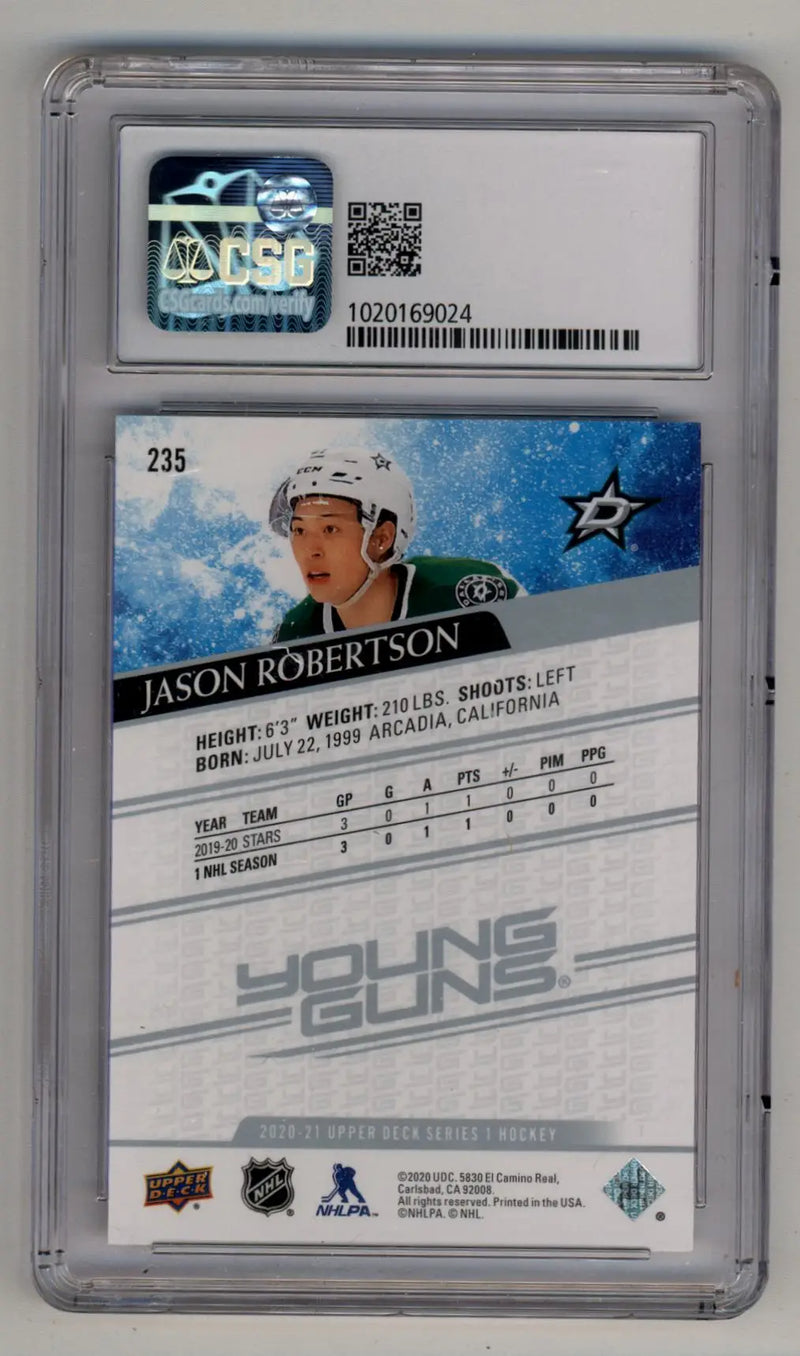 Jason Robertson 2020-21 Upper Deck #235 Young Gun CSG 9.5 Gem Mint - Hockey Card Single