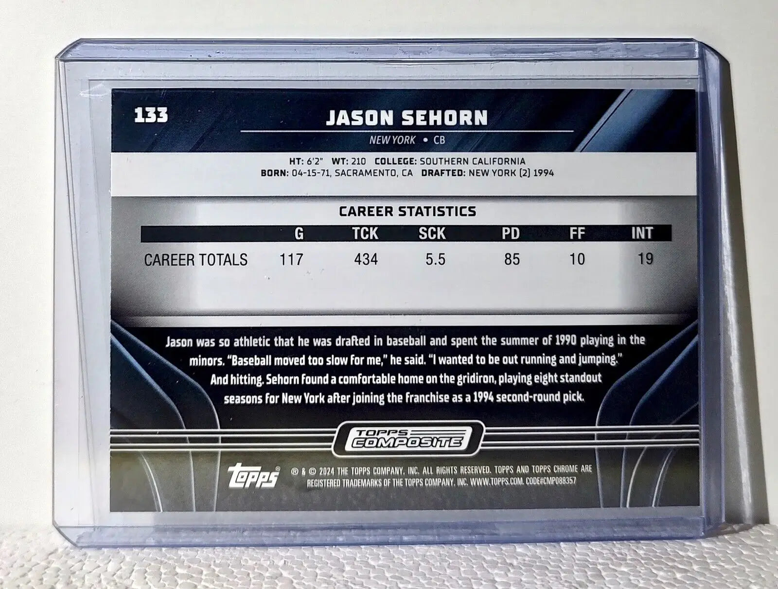 Jason Sehorn 2023 Topps Chrome Black NFL #133 Football Card New York Giants