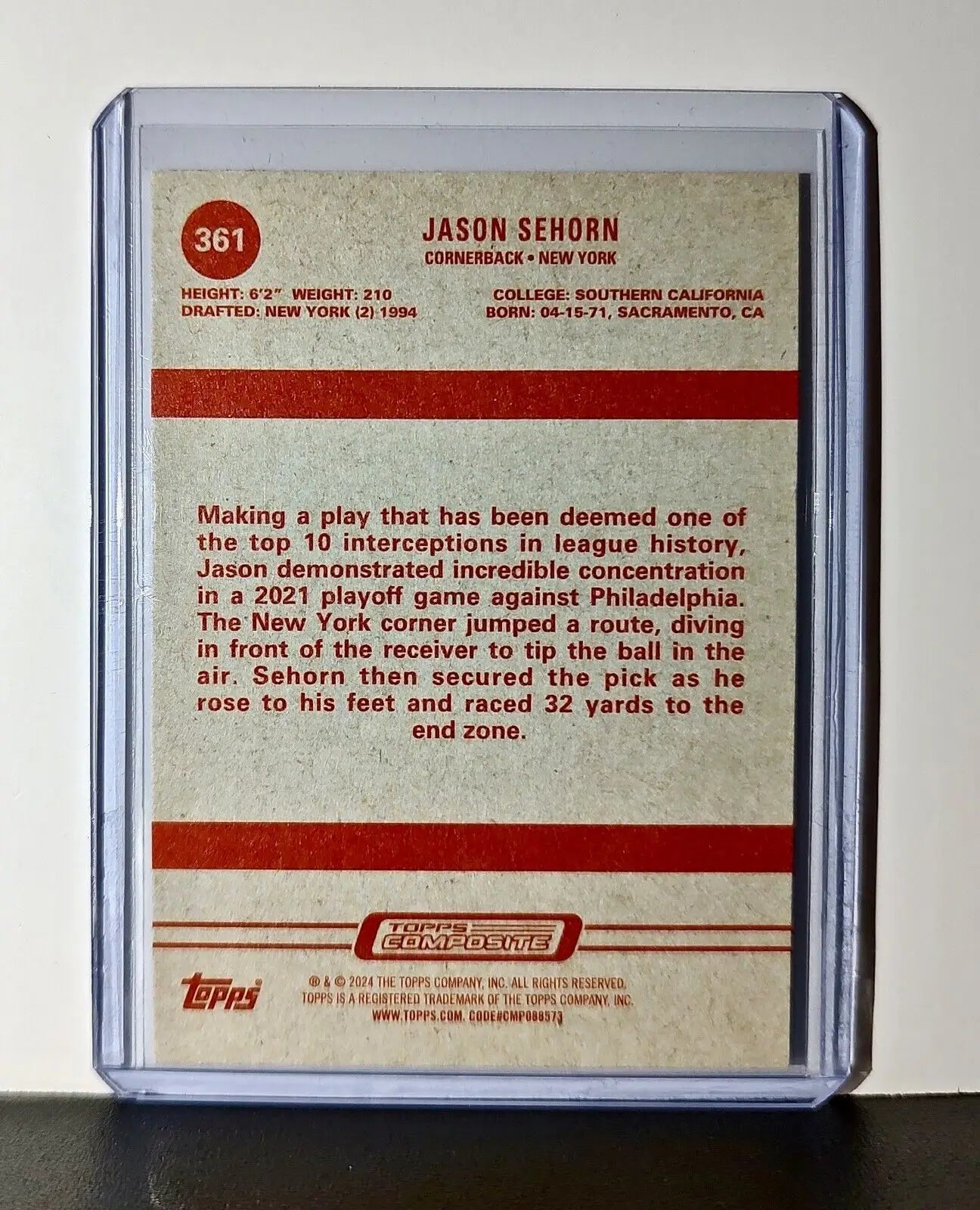 Jason Sehorn 2023 Topps Heritage NFL #361 Card New York Giants