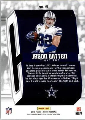Jason Witten - 2018 Score - #6 - Captains Football - Football Card Single
