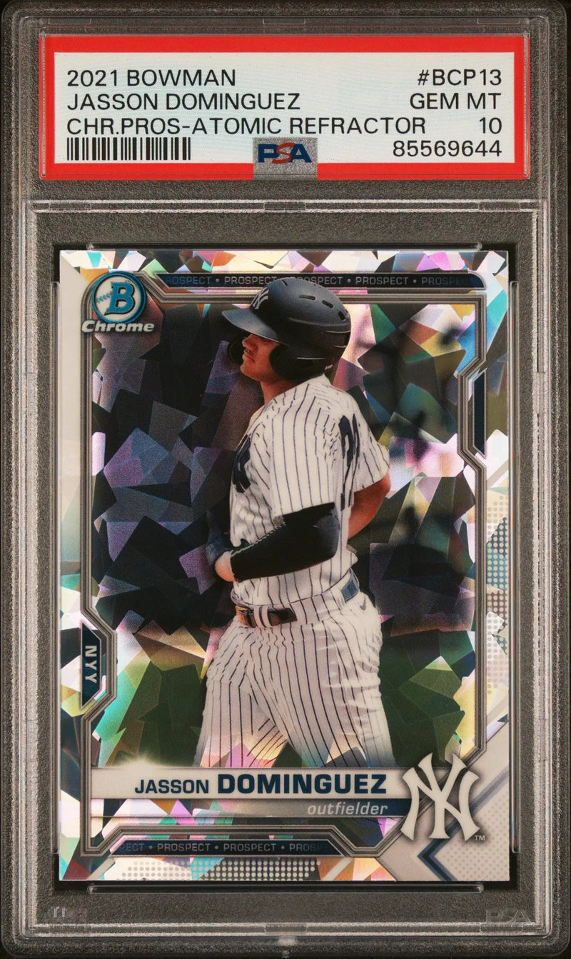 Jasson Dominguez 2021 Bowman Chrome Atomic Refractor PSA 10 Gem Mint card