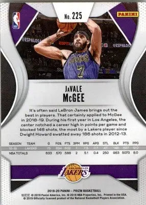 JaVale McGee - 2019-20 Panini Prizm - #225 - Basketball - Basketball Card Single