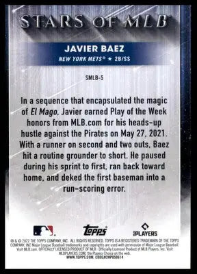 Javier Baez 2022 Topps Stars of MLB #SMLB-5 New York Mets