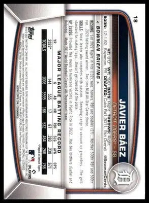 Javier Baez 2023 Bowman #18 Detroit Tigers - Baseball Card Single