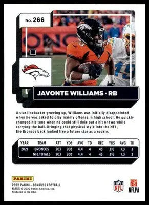 Javonte Williams 2022 Donruss #266 Denver Broncos - Football Card Single