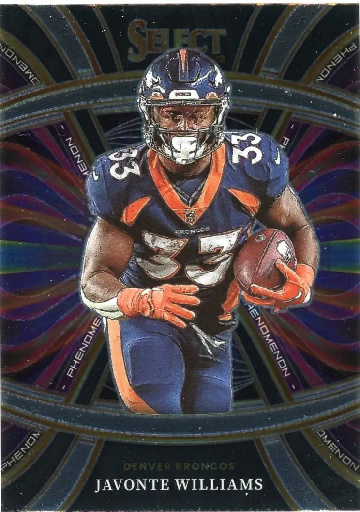 Javonte Williams 2022 Panini Select Phenomenon #PHE-8 Denver Broncos Football - Football Card Single