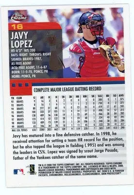 Javy Lopez 2000 Topps Chrome #16 Atlanta Braves - Baseball Card Single