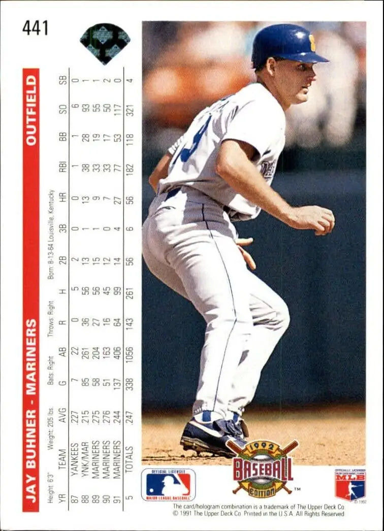 Jay Buhner 1992 Upper Deck MLB #441 Baseball Card Seattle Mariners