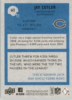 Jay Cutler - 2009 Philadelphia - #60 - Football - Football Card Single