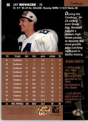 Jay Novacek - 1996 Upper Deck - #98 - Football - Football Card Single