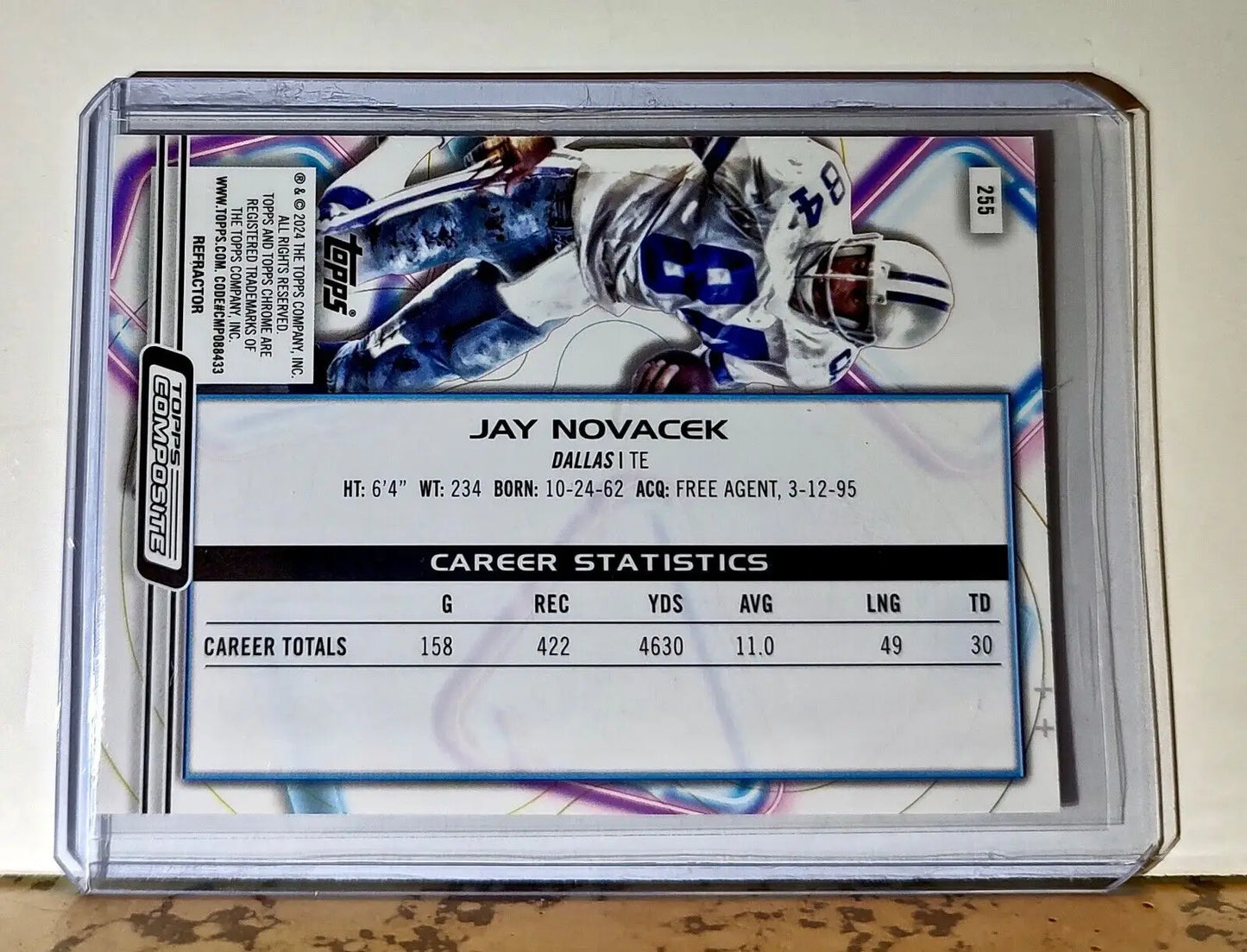 Jay Novacek 2023 Topps Chrome Cosmic Refractor NFL #255 Football Card Cowboys