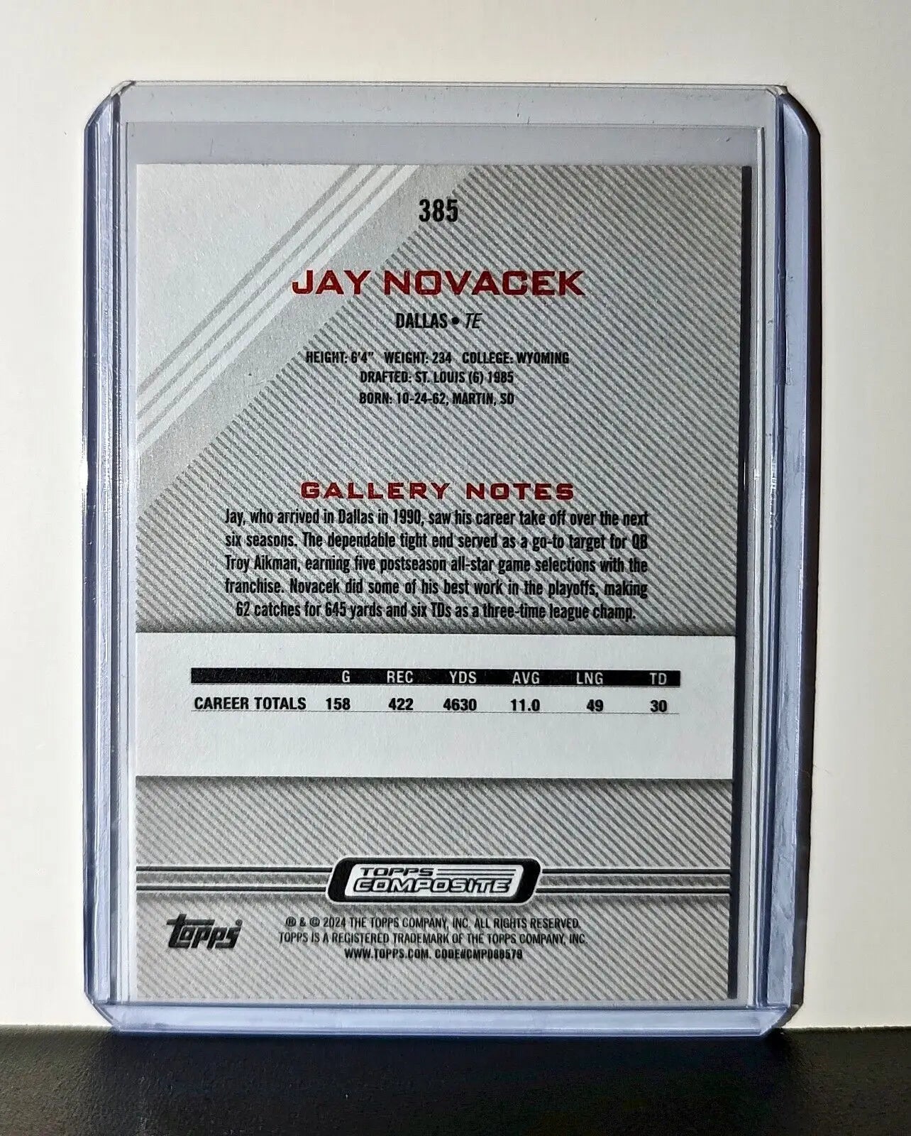 Jay Novacek 2023 Topps Gallery NFL #385 Card Dallas Cowboys