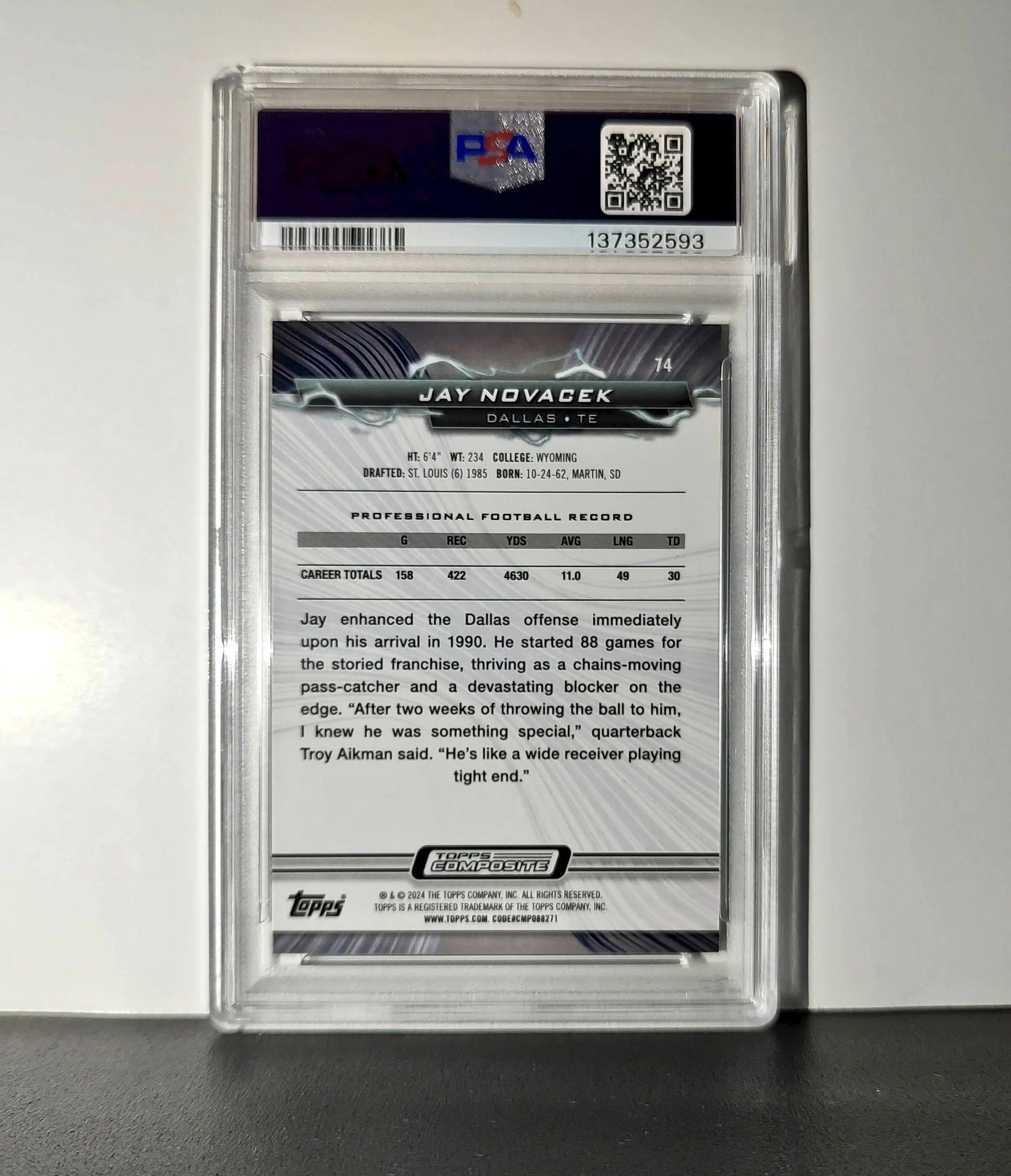Jay Novacek 2023 Topps Resurgence 23/50 #74 Gold Power Surge PSA 10 Gem Mint