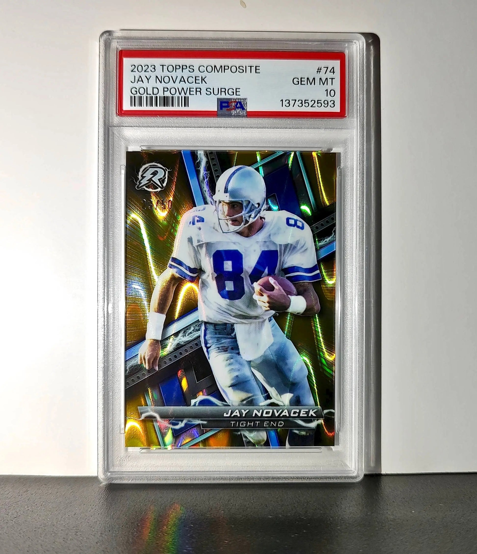 Jay Novacek 2023 Topps Resurgence 23/50 #74 Gold Power Surge PSA 10 Gem Mint