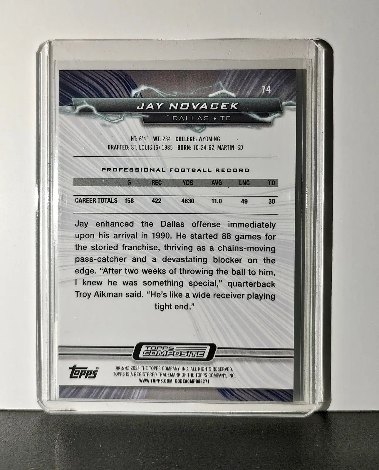 Jay Novacek 2023 Topps Resurgence NFL #74 Card Dallas Cowboys
