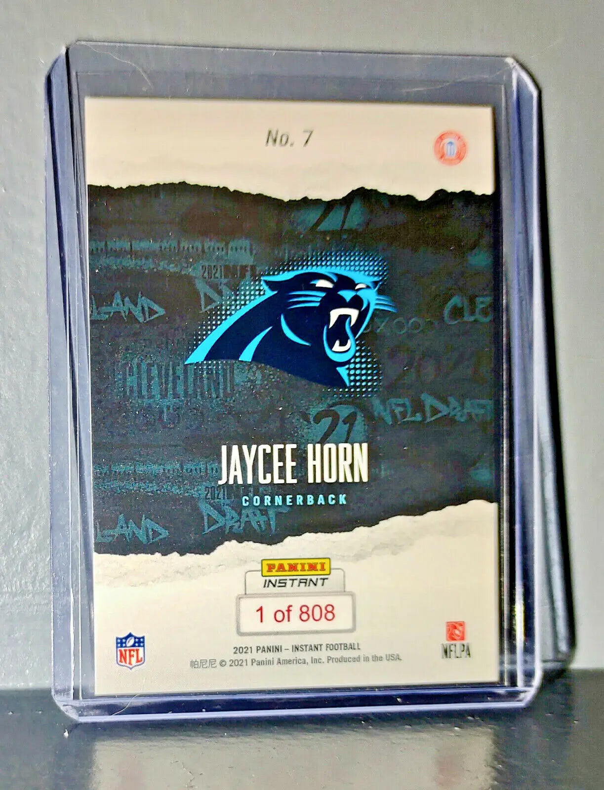 Jaycee Horn 2021 Panini NFL Instant Draft Night #7 Rookie Card 1 of 808 - Football Card Single