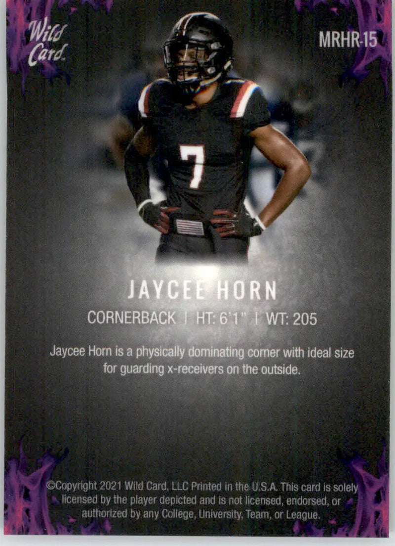 Jaycee Horn - 2021 Wild Card Matte White - #MRHR-15 - Red Hot Rookie Football - Football Card Single