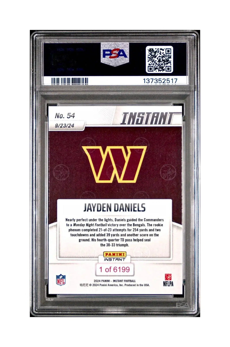 Jayden Daniels 2024 Panini Instant NFL Rookie #54 PSA 10 Gem Mint