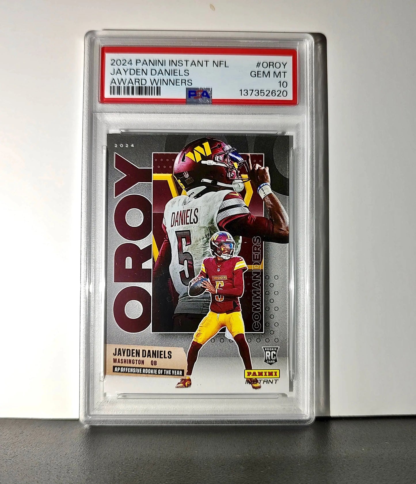 Jayden Daniels 2024 Panini NFL AP Offensive Rookie of the Year Commanders PSA 10