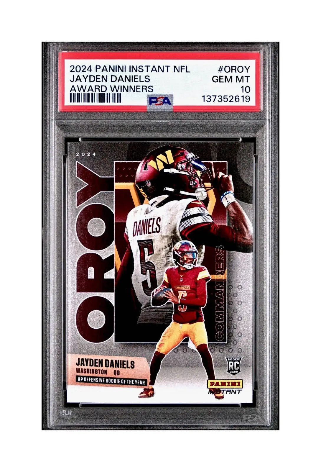 Jayden Daniels 2024 Panini NFL AP Offensive Rookie of the Year Commanders PSA 10